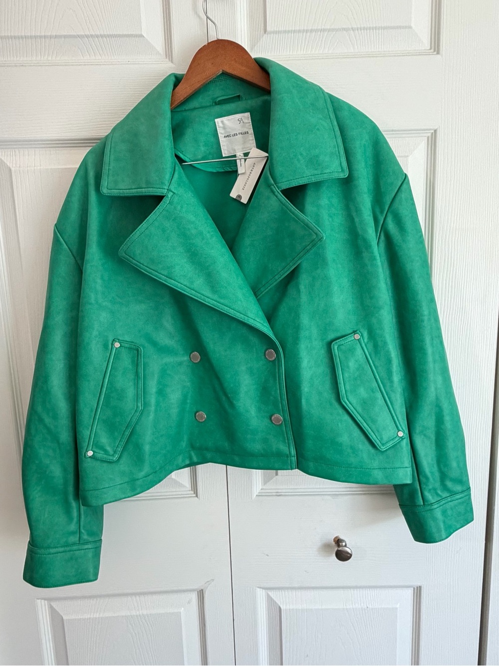 Avec Les Filles Anthropologie NWT XL Moss Green Faux Suede Moto Jacket